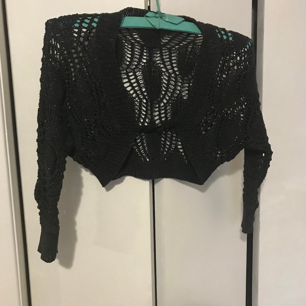 Ladies Short Black Bolero Cardigan Size Small